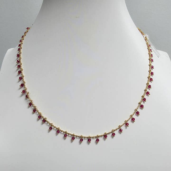 Delikat rød CZ guldkæde halskæde 16 tommer ✦ NC-SJ0405 for engroshandel hos Simply Jewels