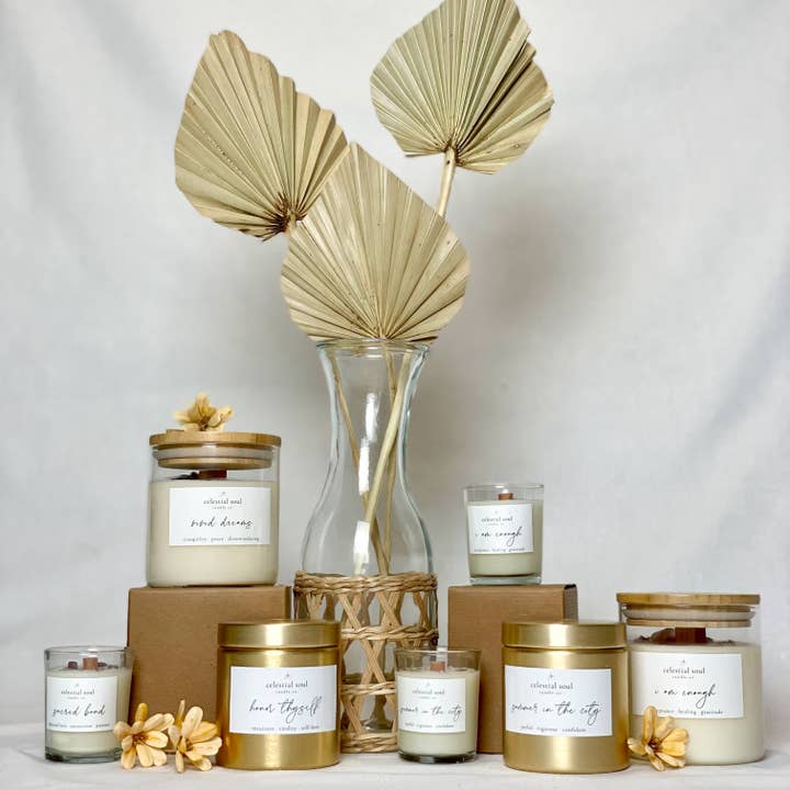 Celestial Soul Candle Co. - Wholesale Jar/Filled Candle - Anointed Aura - 2.5 oz. Clear Glass Lemongrass Soy Candle