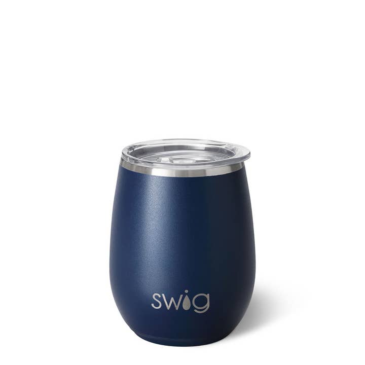 Navy Stemless Wine Cup (14oz) for wholesale by Swig Life