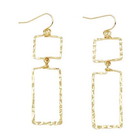 E25379 18K Goud over Messing Rechthoekige Oorbellen met Hanger voor wholesale door Pretty Persuasions