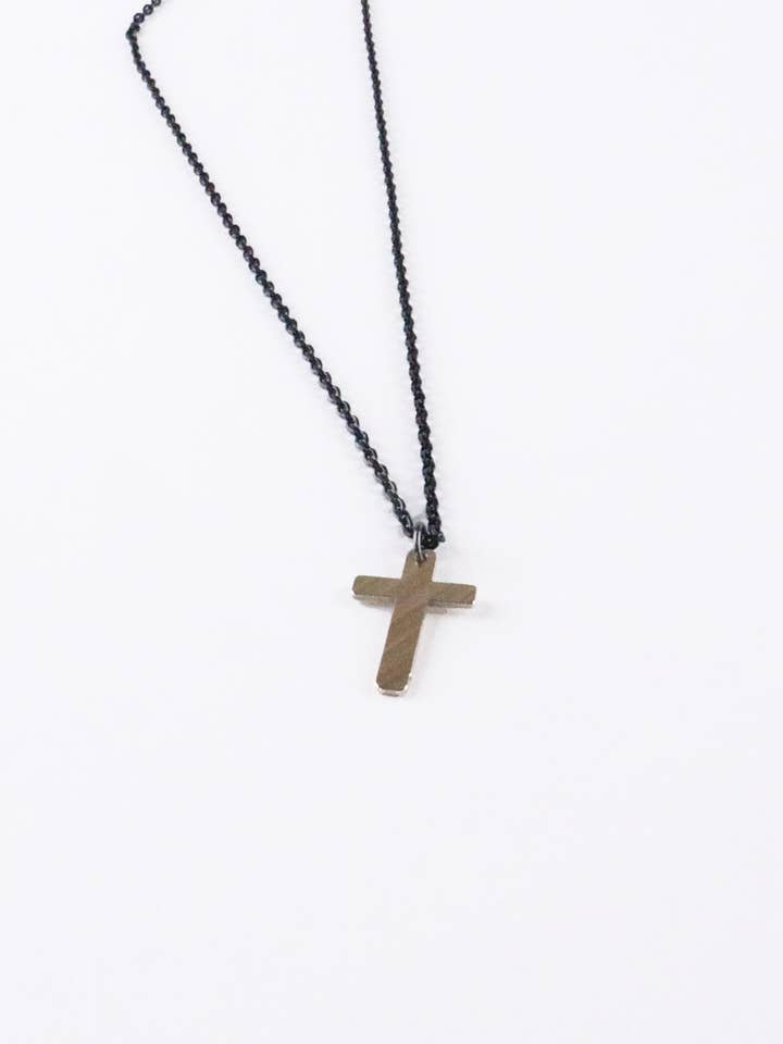 Cross - Reclaimed Cymbal Necklace for wholesale by Full Circle Co.