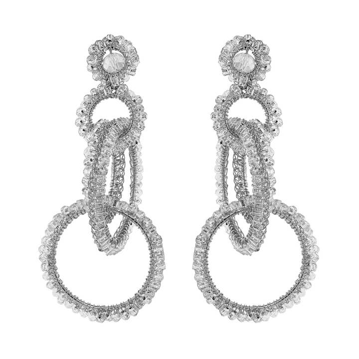 Clear & Silver Grace håndlavede øreringe for engroshandel hos Lavish By Tricia Milaneze