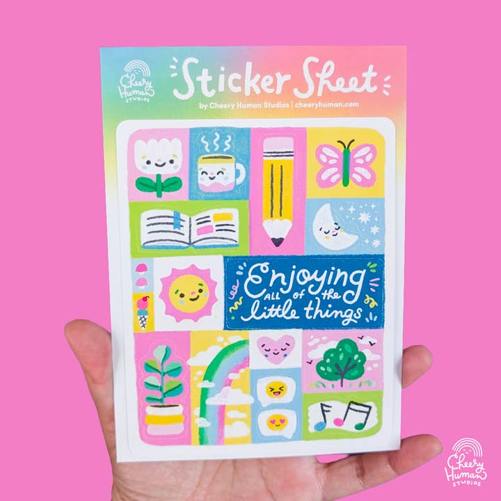 Enjoying the Little Things - Sticker Sheet for wholesale by Cheery Human Studios
