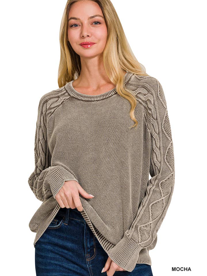 42POPS – wholesale Knitted jumper – Women′s – ",..._ Washed Cable Knit Sweater1