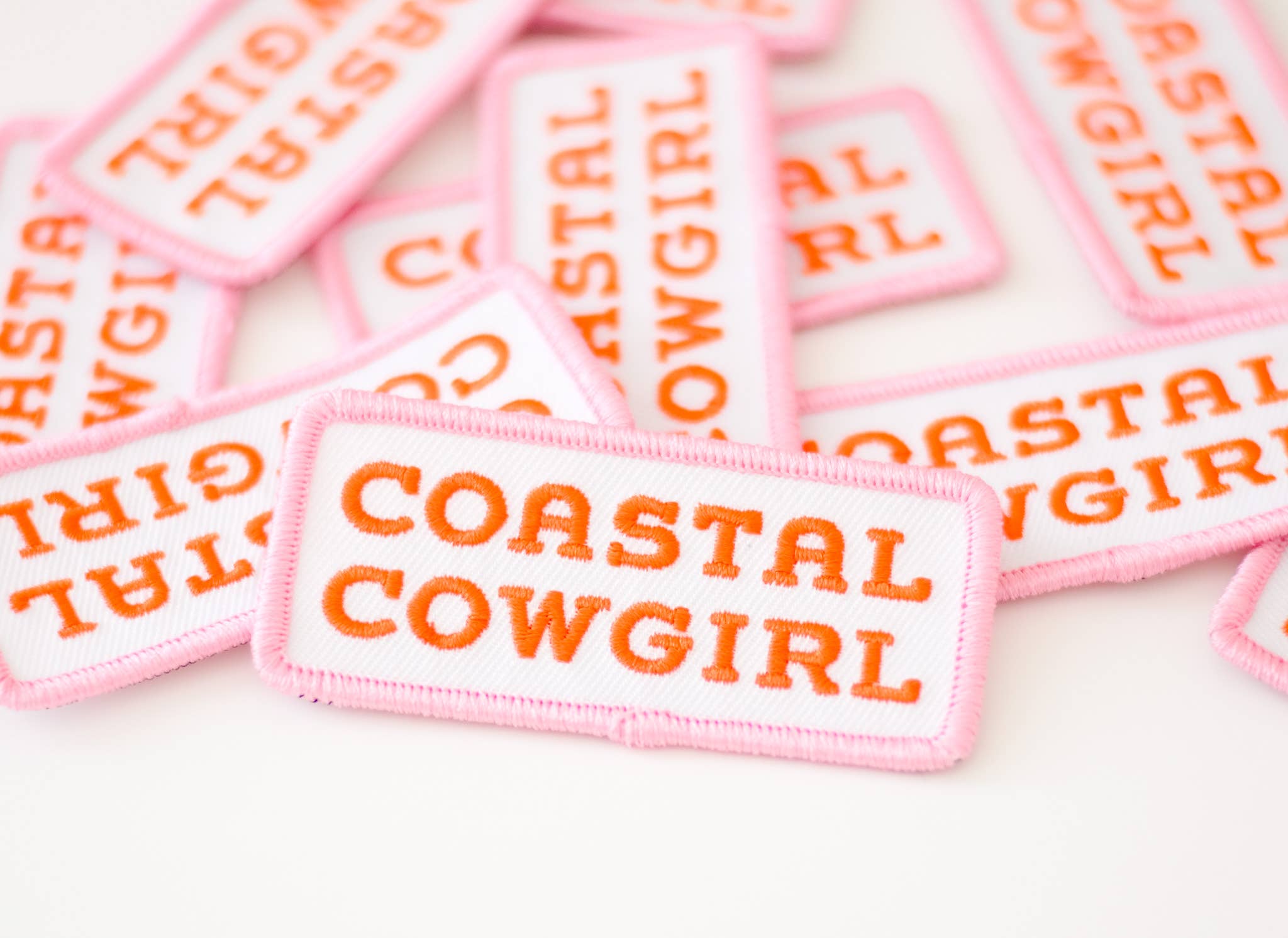 Union Made - Wholesale Patch - Coastal Cowgirl Embroidered Iron on Patch (Pink+Orange)6