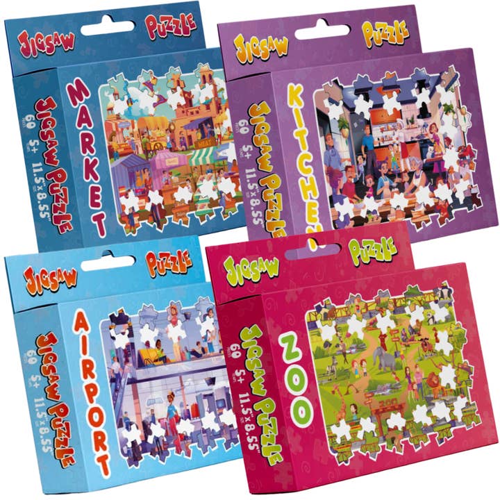 Educational Puzzles for Kids | 60 Pieces | Set of 4 for wholesale by Busy Bird Books