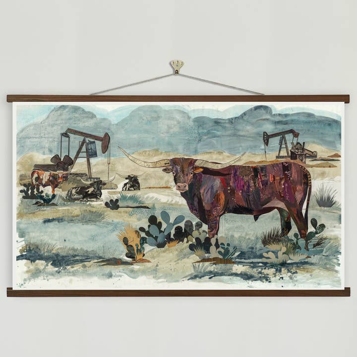 Dolan Geiman - Wholesale Art Print - Art Print | Oil & Gas Longhorn Wall Art | PUMPJACK KING1