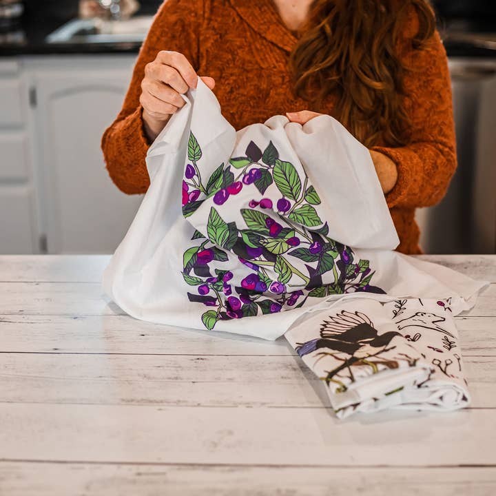 Corvidae drawings & designs – wholesale Tea towel – Huckleberry Tea Towel5