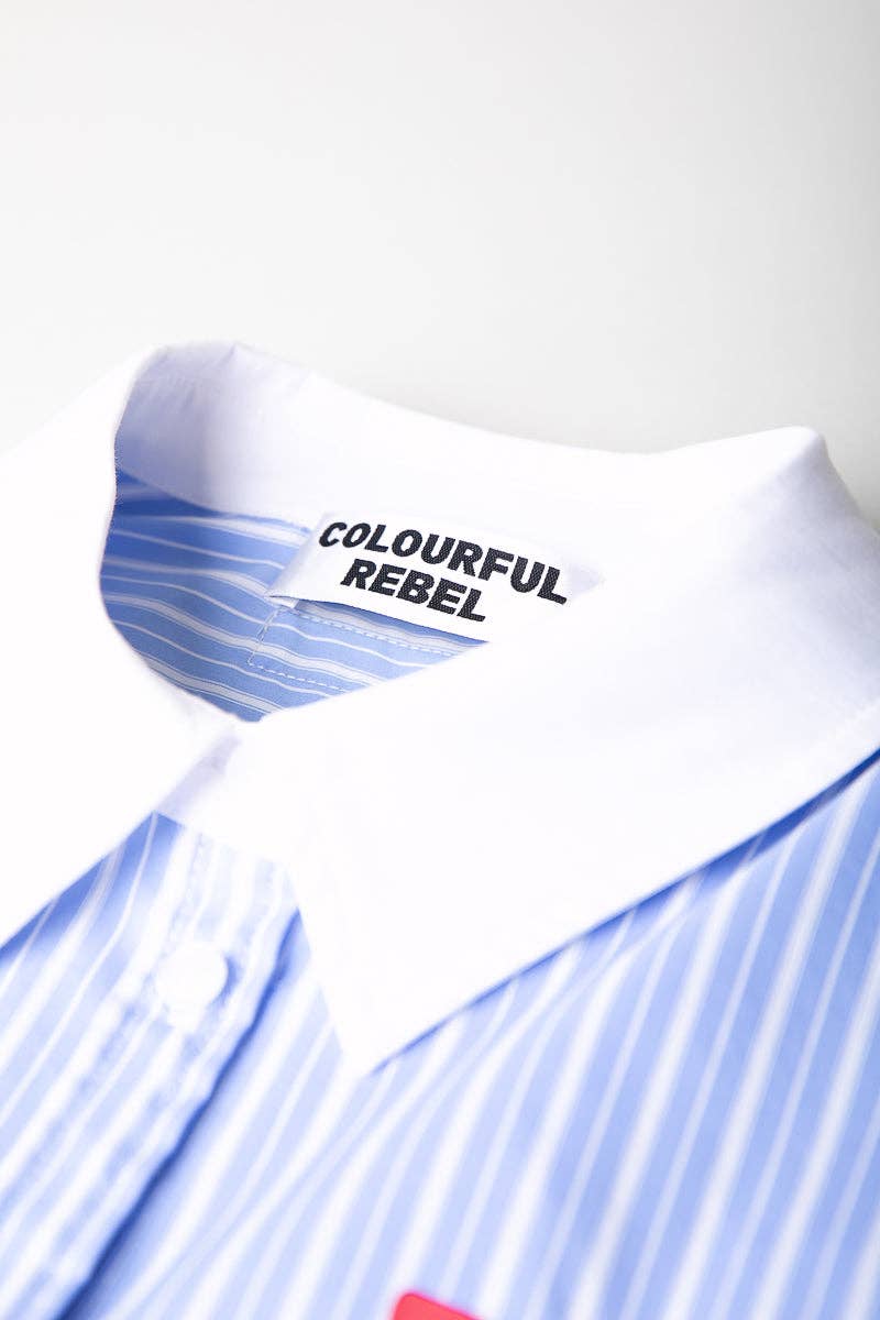 Talia Blouse | White/ Blue for wholesale on Faire6