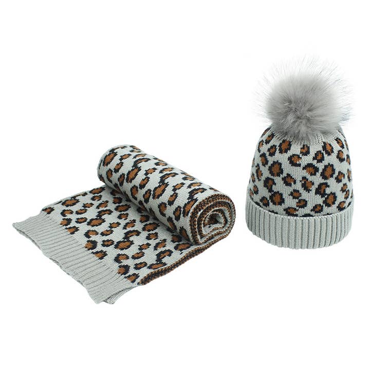 Ole - Wholesale Beanie - Women's - Animal Pattern Scarf Beanie Set C023714