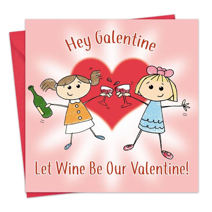 Carte humoristique pour la fête des Galentines - Vin pour la vente par Twizler Ltd
