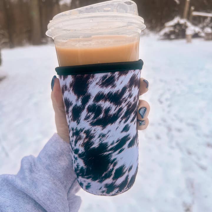 The Wild Buck Company - Wholesale Drink Huggers & Koozies - Cowhide Iced Coffee Coozie/ Drink Sleeve1