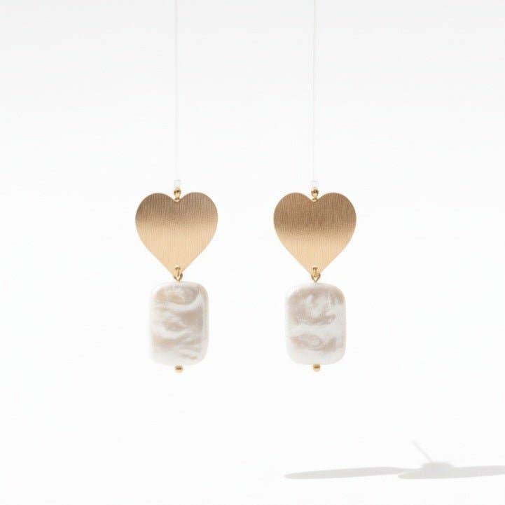 OE! - Wholesale Dangle Earrings - PEARL HEART - Handmade Earrings Made in Italy - Gold-Plated Heart and Baroque Pearl2