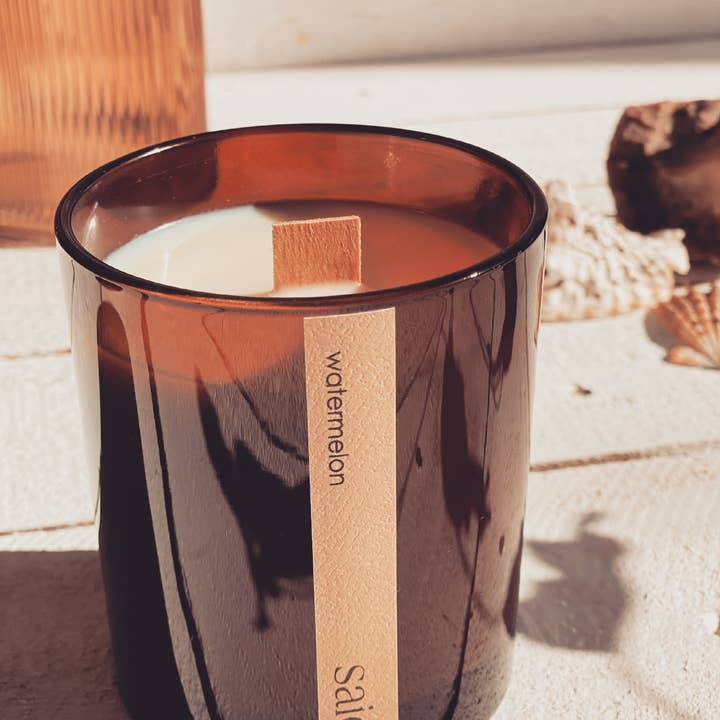 saide. - Wholesale Jar/Filled Candle - large amber wood wick candle1
