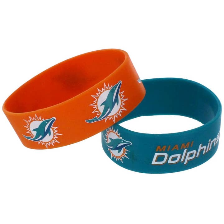 Aminco USA - Wholesale Wristband - NFL Miami Dolphins Wide Bracelet, 2-Pack