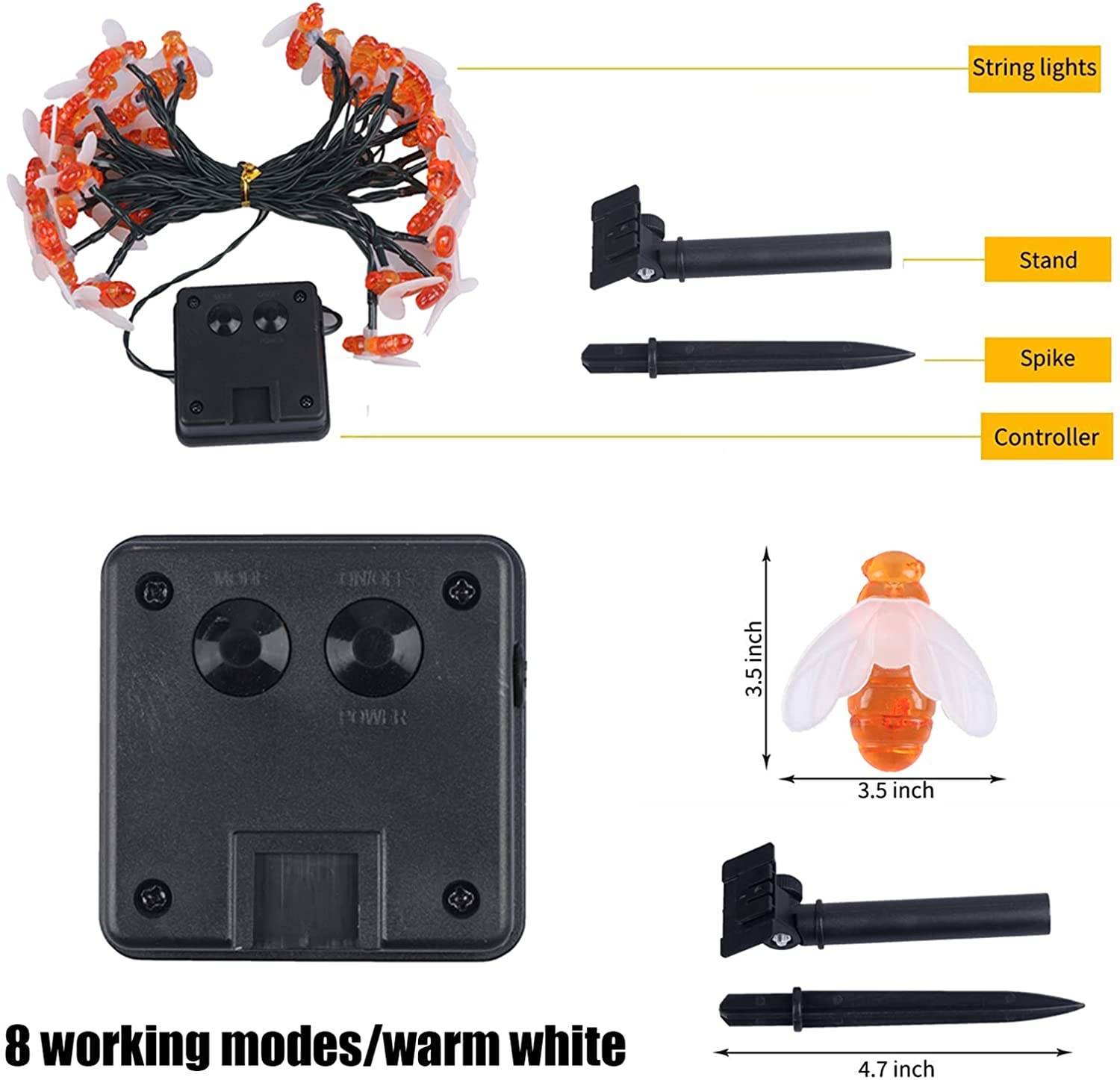 Perfect Holiday - Vendita all'ingrosso Fili di luci - Perfect Holiday - Luce solare a 30 LED, colore: bianco caldo4