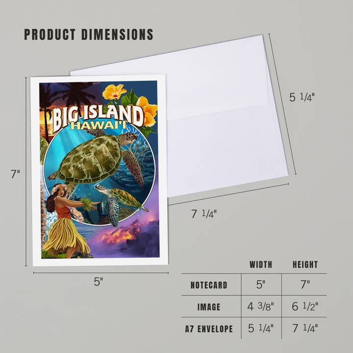 Lantern Press - Vendita all'ingrosso Biglietti di auguri generici - CARTOLINA Isola Grande, Hawaii, Montaggio Isola Grande4