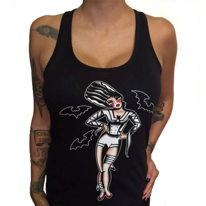 THE BRIDE PINUP Halloween skräckfilm tatueringsgrafisk tank för wholesale av Pinky Star