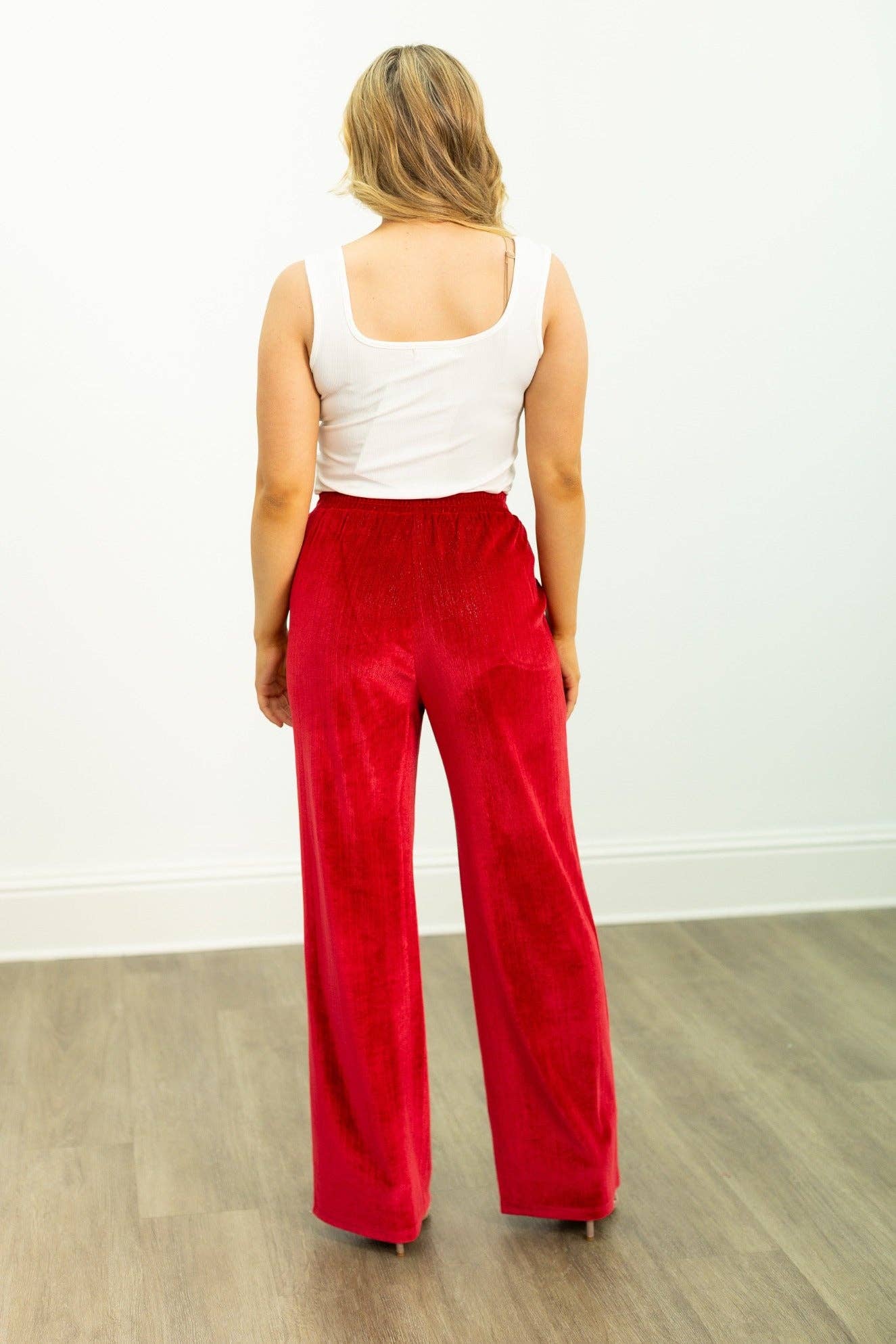 Rouge Pantalon en velours à jambes droites, rouge en vente sur Faire11