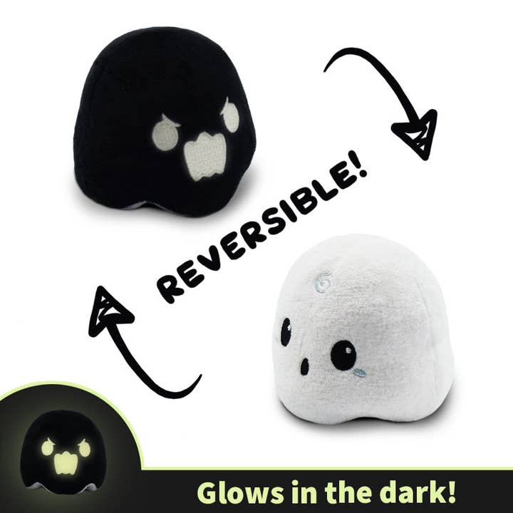 TeeTurtle Reversible Ghost Plushie (Black Glow + White) for wholesale by TeeTurtle
