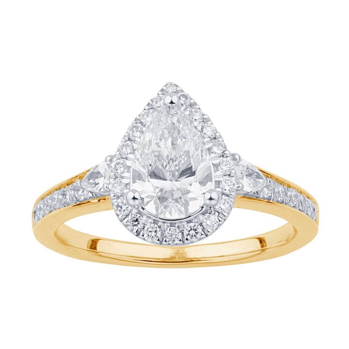 Anello di fidanzamento con diamante di laboratorio taglio pera da 1,40 CTW in oro 14 kt. per la vendita all'ingrosso da parte di White Rock