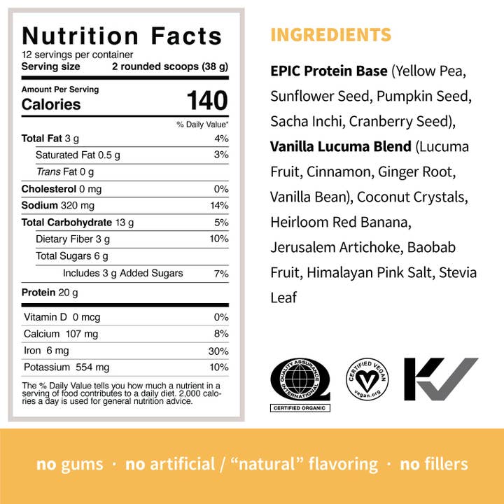 Sprout Living - Wholesale Protein/Superfood Powder - Epic Protein | Organic Plant Protein, Vanilla Lucuma, 1 LB2