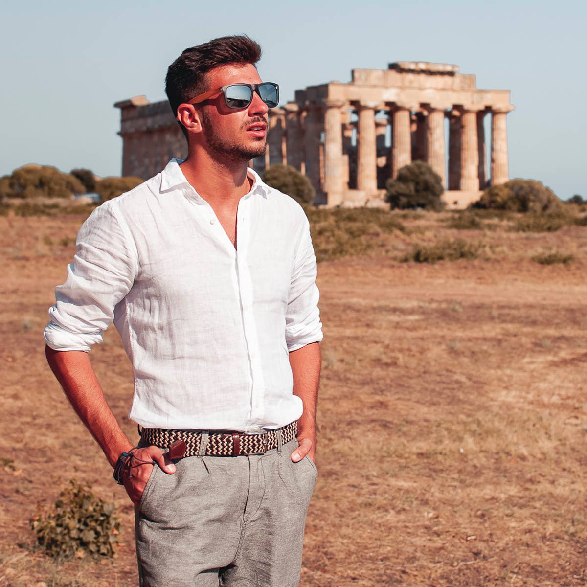 GOWOOD – wholesale Solglasögon - Unisex – Fyrkantig bambu trä solglasögon med silver polariserade linser8