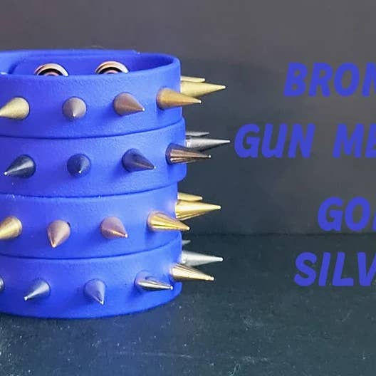 Flip The Record - Wholesale Woven/Braided Bracelet - Vegan Leather 3/4' Wide Single Row Spike Bracelet