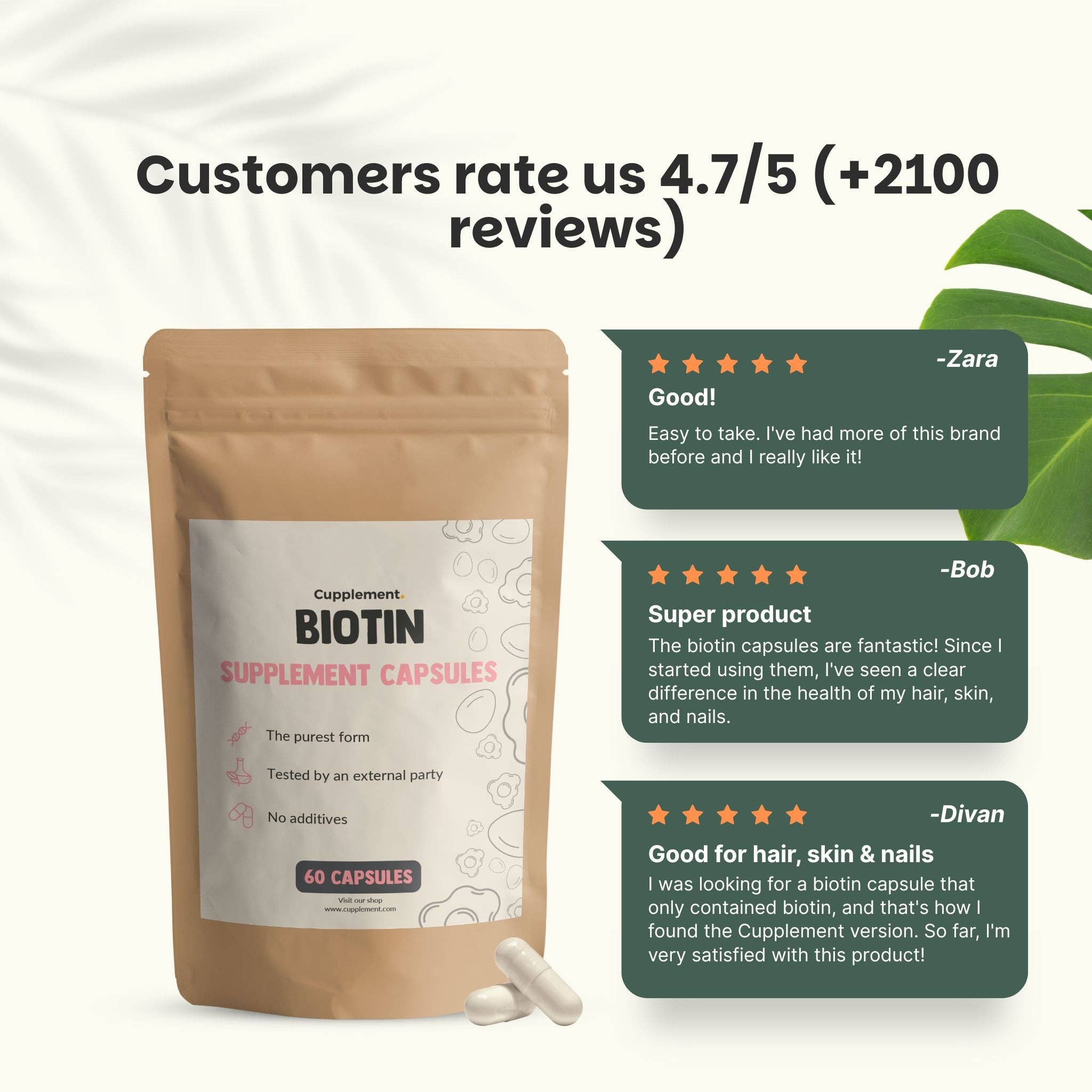 Cupplement b.v. - Vendita all'ingrosso Vitamine/integratori orali - Capsule di Biotina (Vitamina B8) 10.000 mcg 60 Capsule5