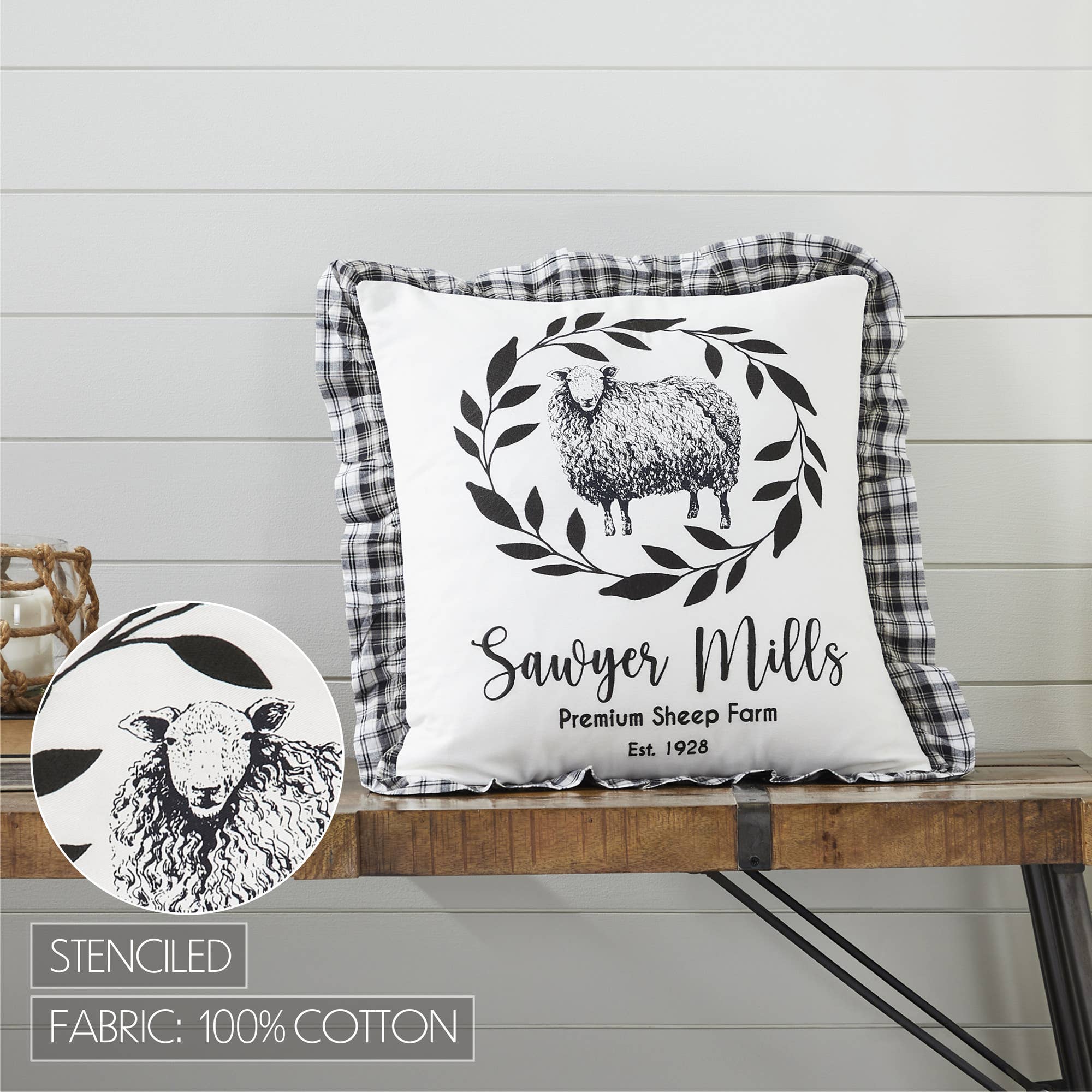 VHC Brands - Wholesale Throw/Decorative Pillow - Sawyer Mill Black Sheep Pillow 18x184