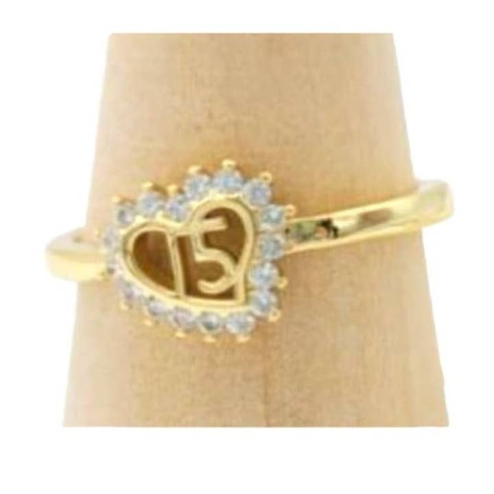 Quinceanera Cz Heart Ring in 18k of Gold Plated for wholesale by Raf Rossi Gold Plated