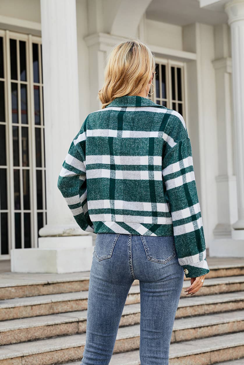 YNIQUE - Vendita all'ingrosso Giacca a camicia - Donna - Camicia abbottonata scozzese con giacca corta da donna6