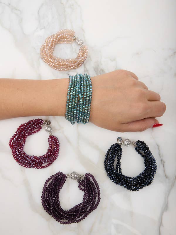 Simply Crystal Multi Beaded Strand Bracelet for wholesale by SAACHI