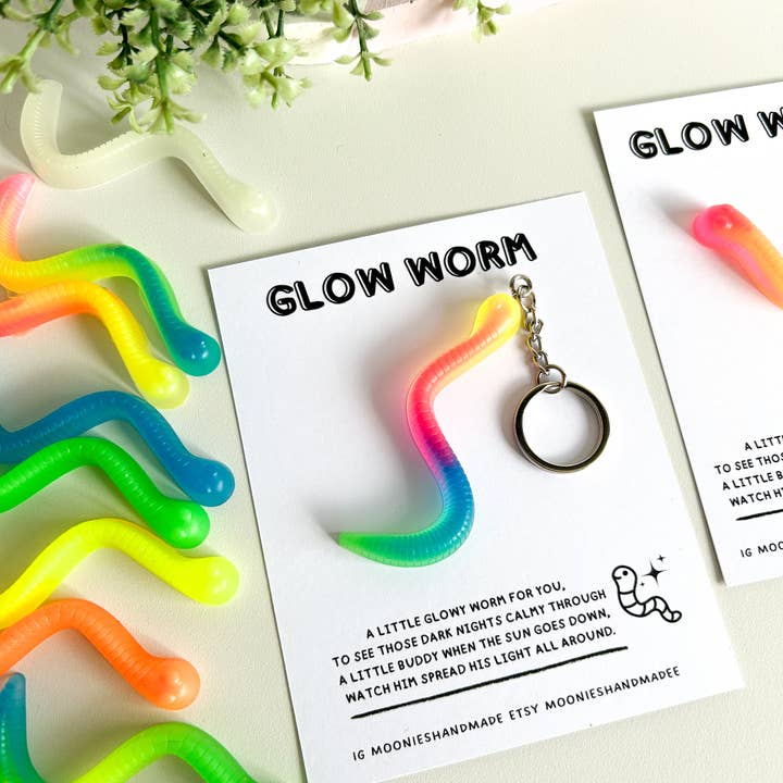 Moonieshandmade - Wholesale Keychain - Unisex - Glow Worm Keychains, Glow In The Dark Keyrings, Worm Keyring5