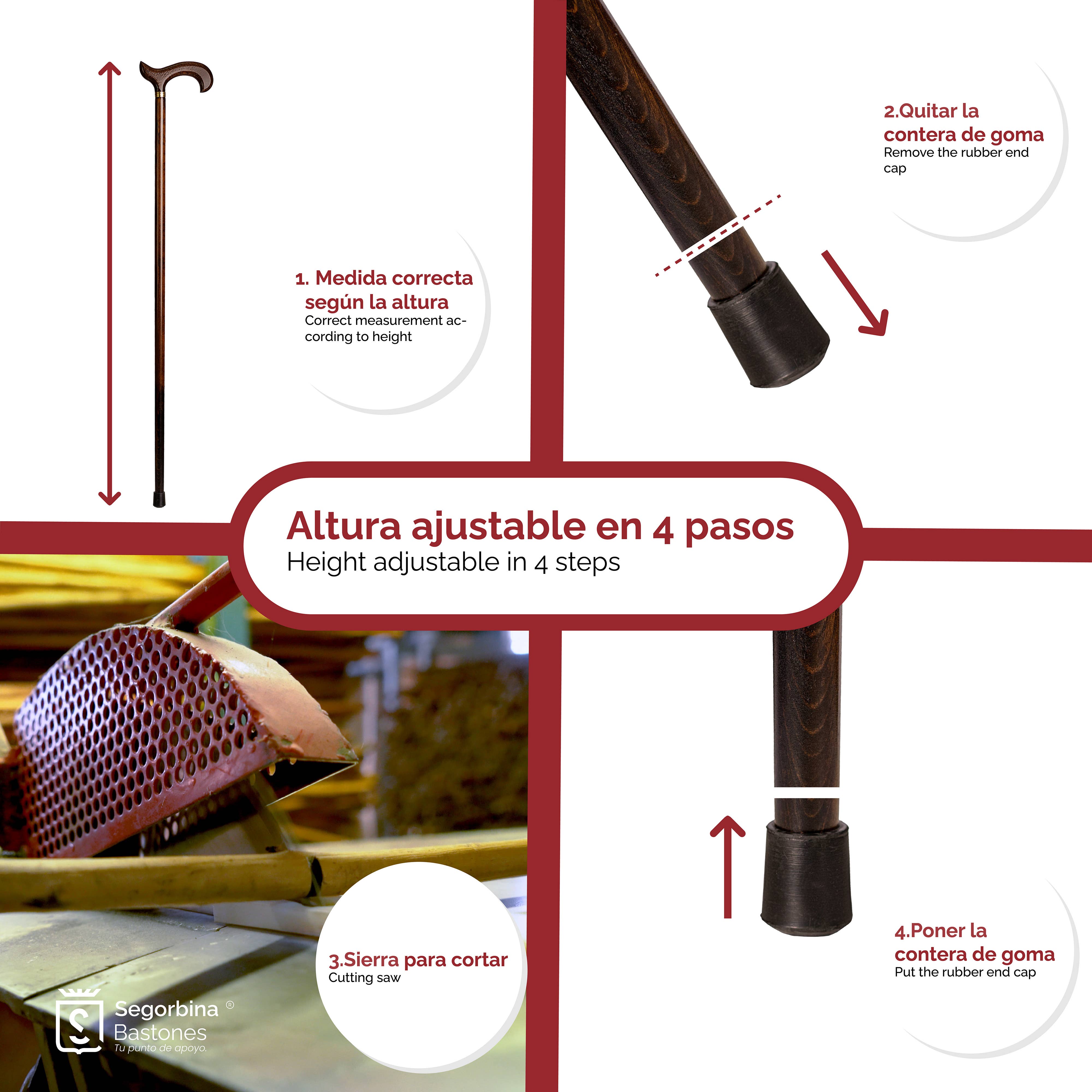 Segorbina BASTONES - Vente Accessoires de sport - Canne avec poignée en bois et bâton en bois de hêtre4