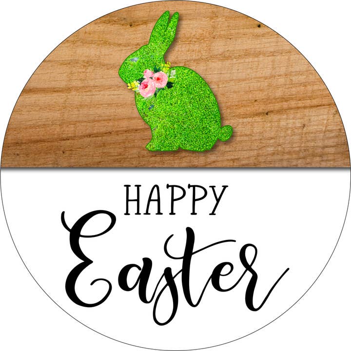 DecoExchange - Wholesale Sign - Wreath Sign, Easter Sign, Happy Easter, 12" Round Metal Sign