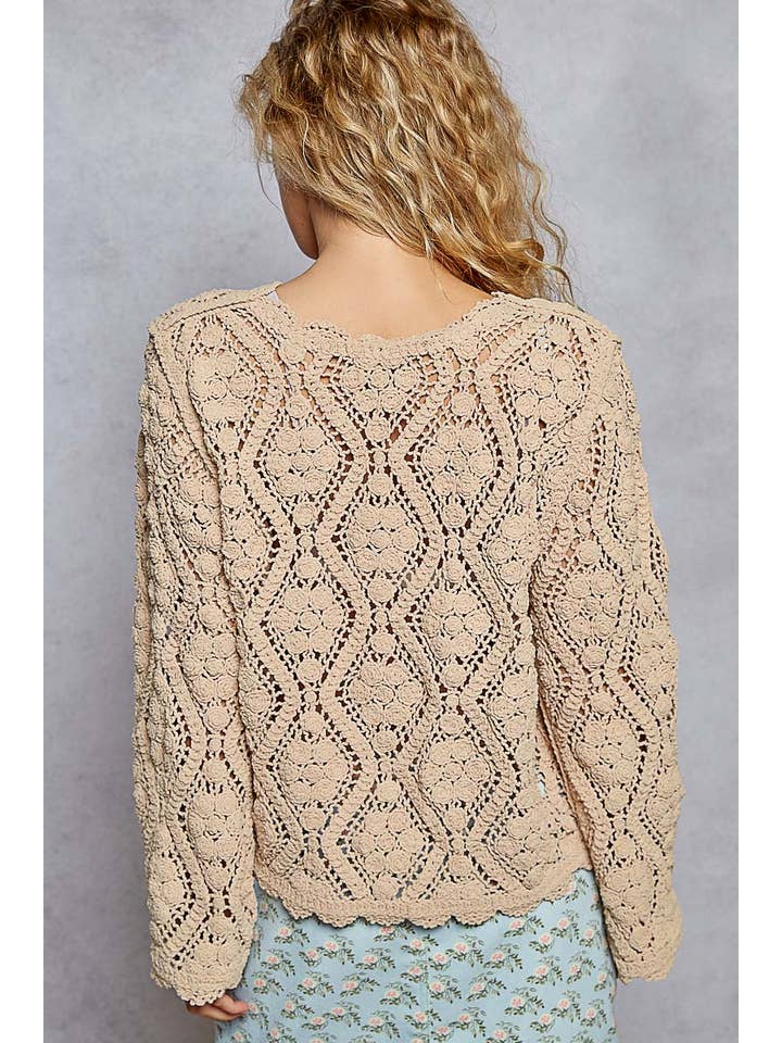 Pol Clothing - Wholesale Knit Sweater - Women's - Open knitted crochet pullover sweater