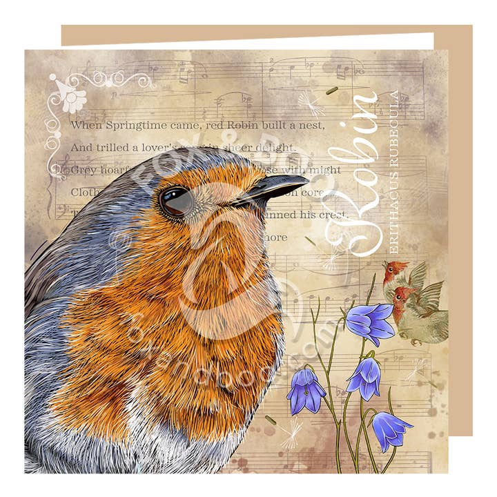 Victoria's Attic Collection - Robin Greeting Card for wholesale by Fox & Boo