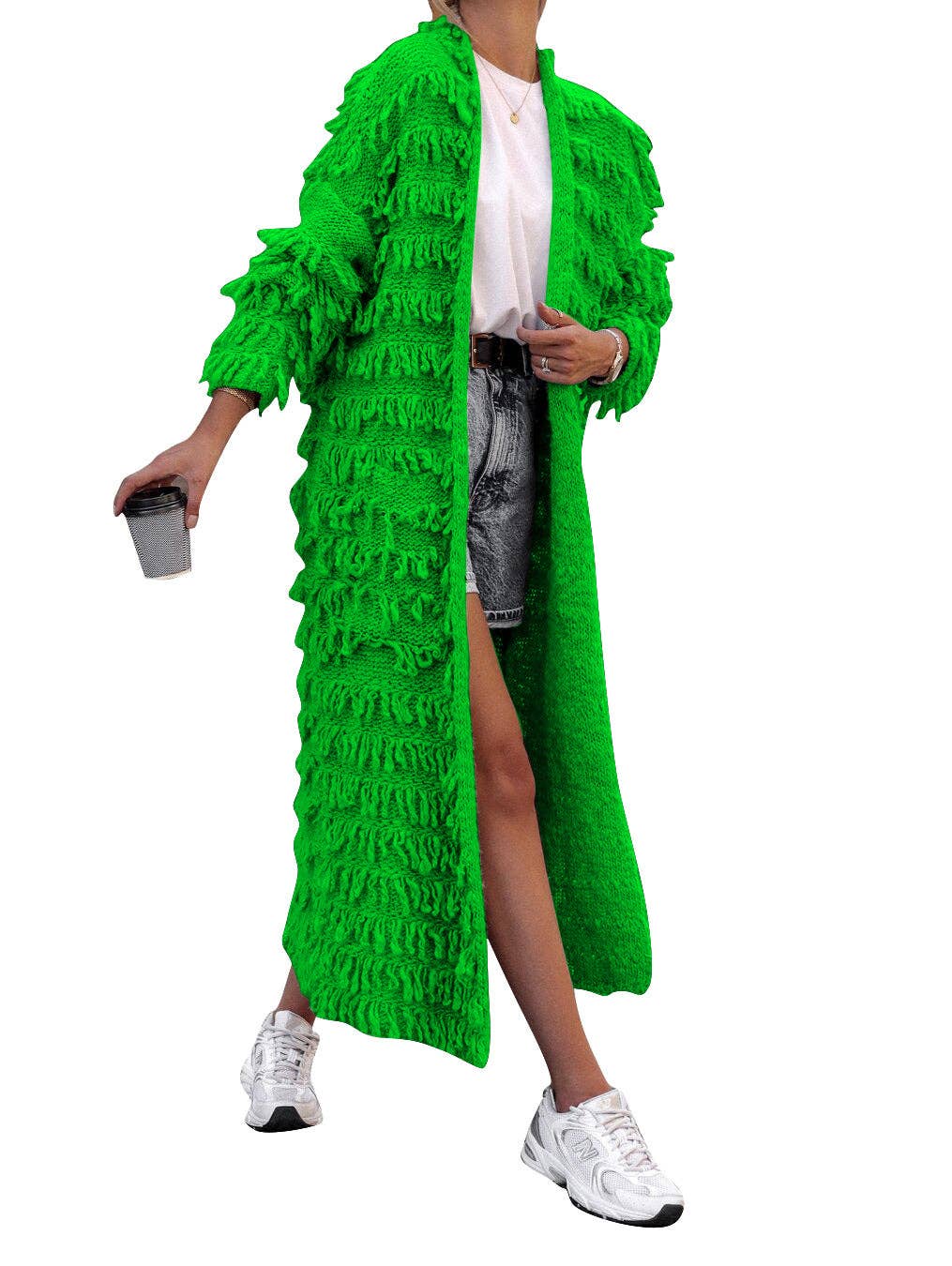 MB Fashion Wholesale - Wholesale Cardigan - Women's - MB FASHION  Long Fringe Textured Open-Front Cardigan 1282LY13