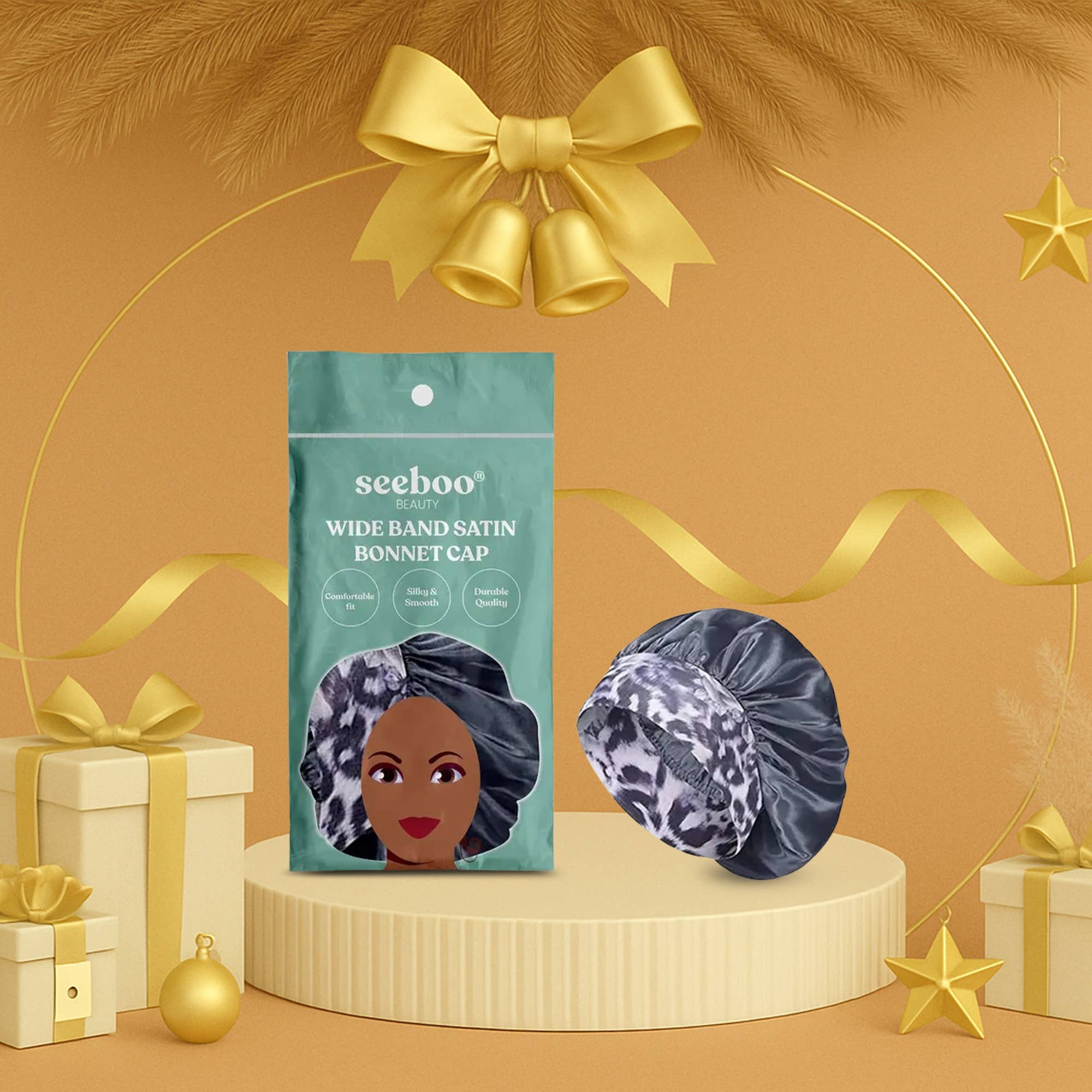 seeboo – wholesale Sleep cap / bonnet – women's – Wide Band Satin Bonnet Cap - Gray0