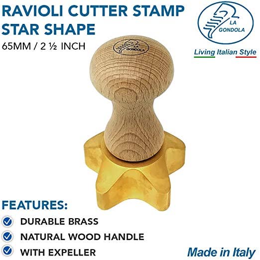 LA GONDOLA - Wholesale Kitchen Tool/Gadget - Ravioli Pasta Cutter Stamp STAR shaped Brass wooden Handle2