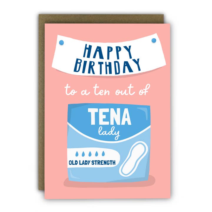 RUNNING WITH SCISSORS - Wholesale Birthday Card - Funny Birthday Card - A6 - 10 Out Of Tena Lady - Card For Her
