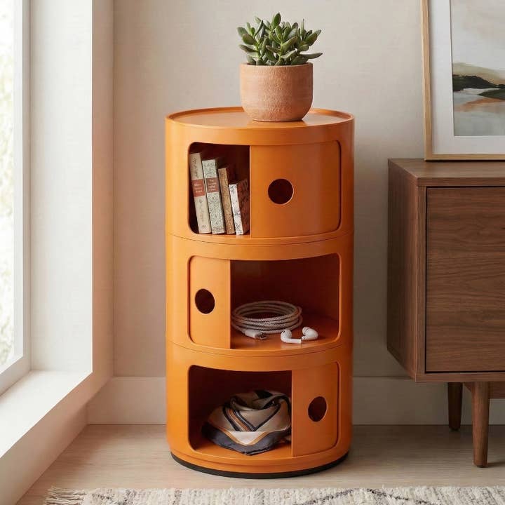 3-Tier Round Cylinder Storage Cabinet Vintage Side Table for wholesale by EP Design Lab