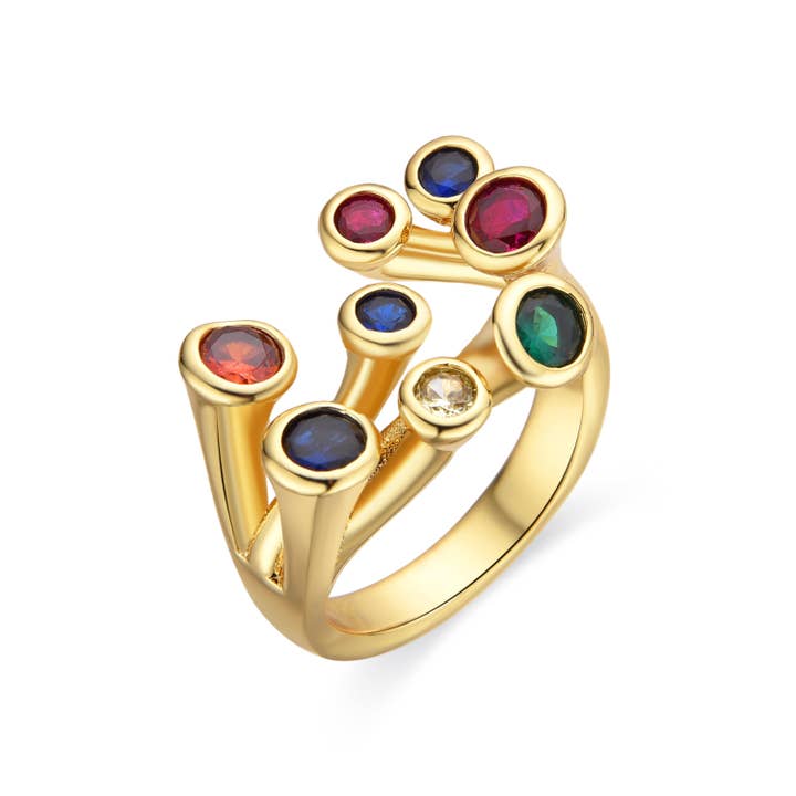 Luxenter - Wholesale Multi-Stone Ring - Anillo con Lacado Negro acabado oro 18k - Yter