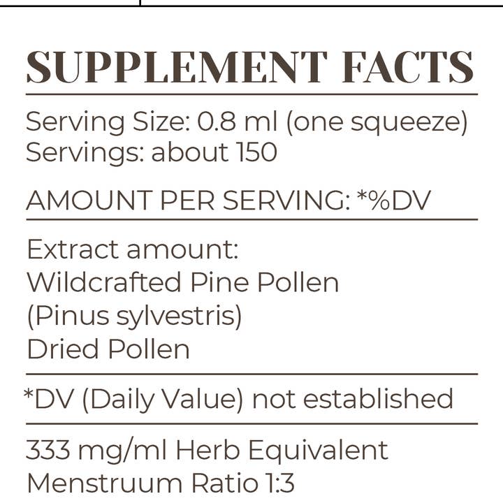 Garden Organics - Wholesale Tincture - Pine Pollen Tincture3