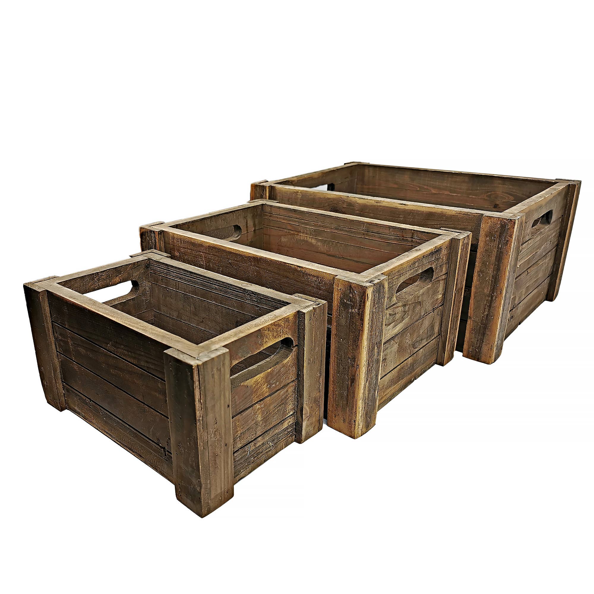 Boxman - Wholesale Gift Box - 3 Piece Rustic Wooden Crate Set0