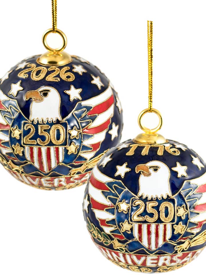 Handmade Cloisonne 250th Anniversary USA Ball Ornament for wholesale by Value Arts