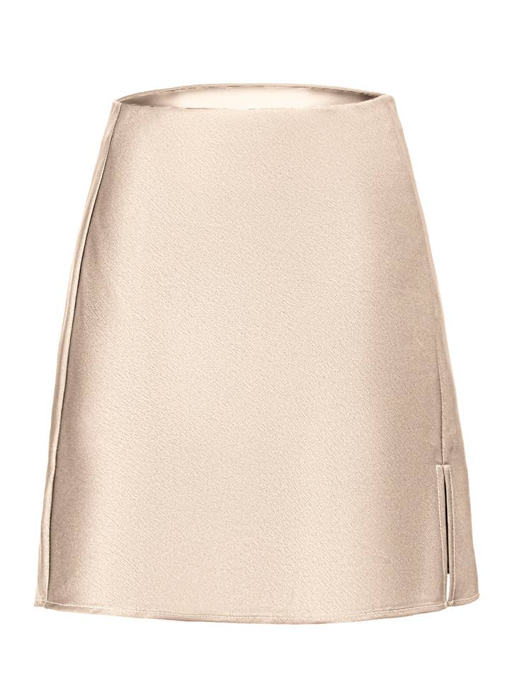 HIDDENBRAND - Wholesale Skirt - Women's - Satin Slit High-Waisted Elasticated Sexy A-Line Skirt3