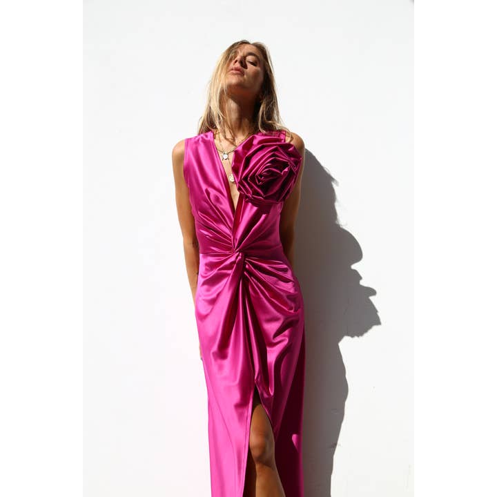 CICLAMINO P3166 ABITO CON NODO SMANICATO CICLAMINO in vendita all'ingrosso su Faire6