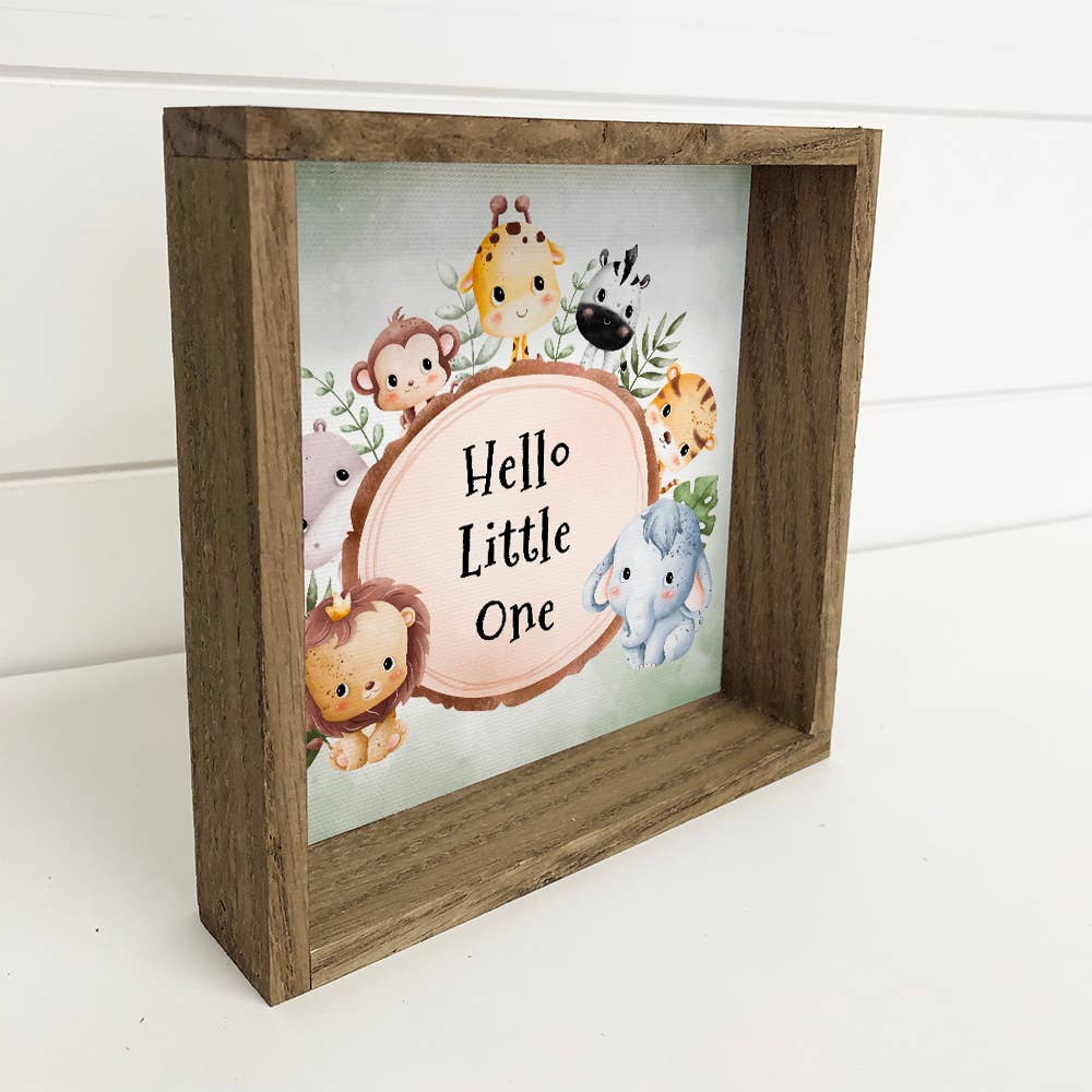 Hangout Home – wholesale Sign – Hello Little One - Cute Baby Animals - Nursery Art & Frame1